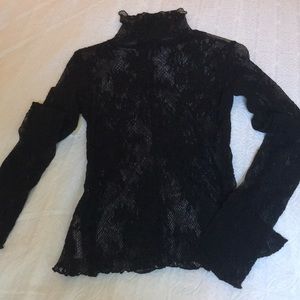NWT free People sheer lace turtleneck black top